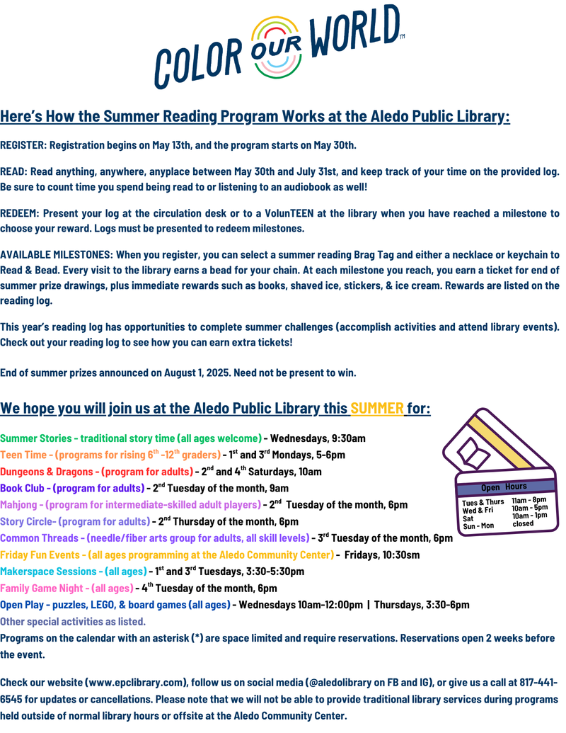Color Our World Summer Reading 2025
